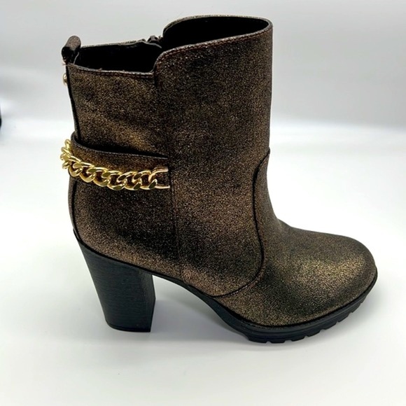 G By Guess - Greedy Gold Glitter Moto Boot With Gold Chain Size 10 - Picture 4 of 15